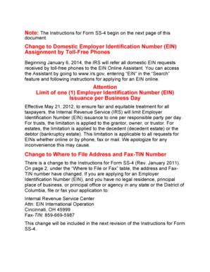 IRS Form SS-4 Instructions