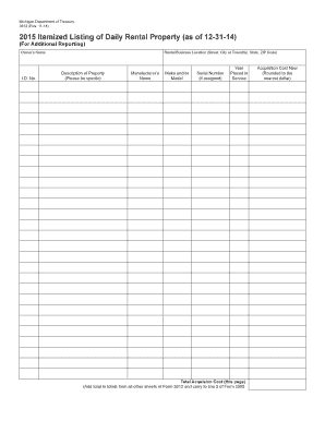 Michigan Itemized Listing of Daily Rental Property