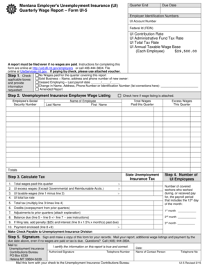 Montana Employer’s Unemployment Insurance Quarterly Wage Report