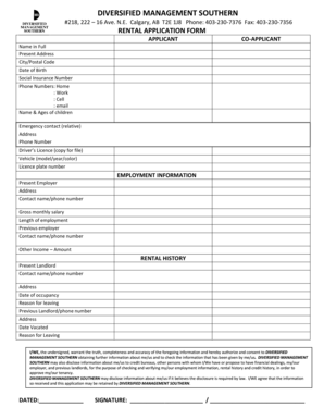 Rental Application Form