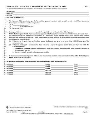 Appraisal Contingency Addendum to Agreement of Sale