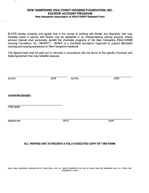 New Hampshire Escrow Account Consent Form