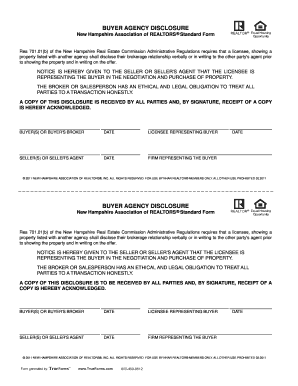 New Hampshire Buyer Agency Disclosure Form
