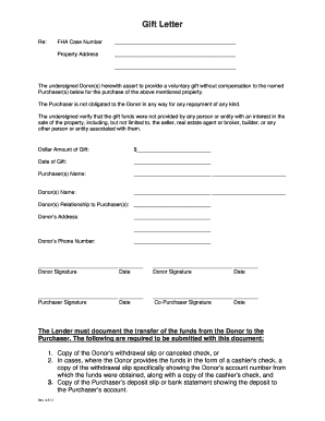 FHA Gift Letter