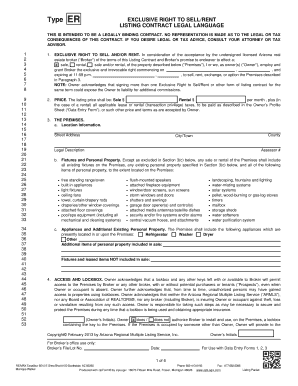 Arizona Exclusive Right to Sell/Rent Listing Contract