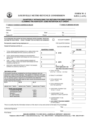 Louisville Metro Quarterly Withholding Tax Return