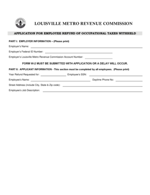 Louisville Metro Employee Tax Refund Application