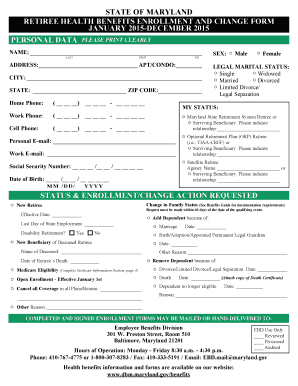 Maryland Retiree Health Benefits Enrollment Form