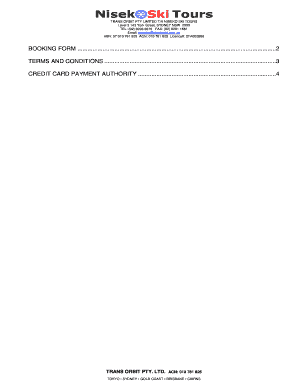 BOOKING FORM ............................................................. - Niseko Ski Tours
