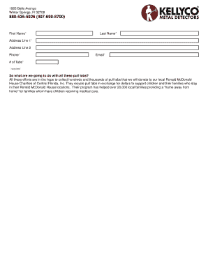 Pull Tab Donation Form