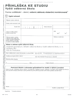 Czech Republic Higher Education Application Form