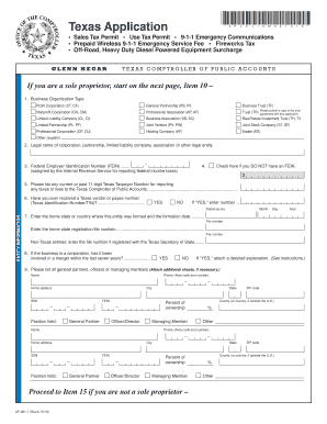 Texas Sales Tax Permit Application
