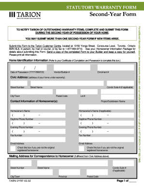 Statutory Warranty Second-Year Form