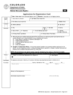 Colorado Medical Marijuana Minor Registration Application