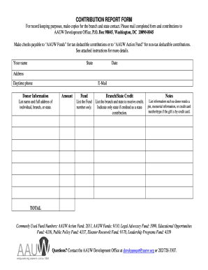 AAUW Contribution Report Form