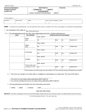 Current address of ward - courts mi