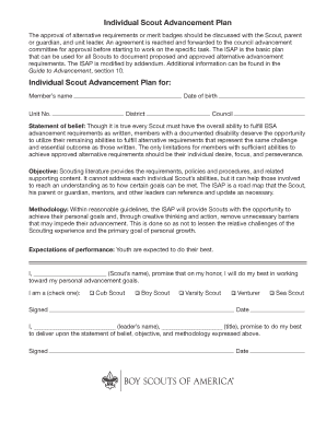 Individual Scout Advancement Plan