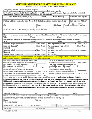 Maine Food Stamps TANF Application