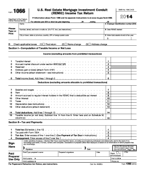 Form 1066 US REMIC Income Tax Return