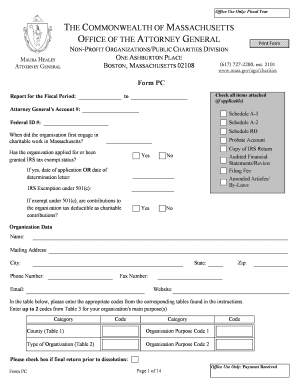 Massachusetts Non-Profit Organization Annual Report