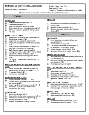 Instructional Conversation/Audit Form