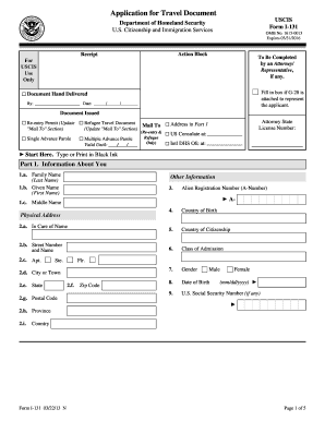 USCIS Form I-131 Application for Travel Document