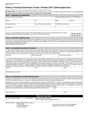 Michigan Tobacco Products EFT Debit Application