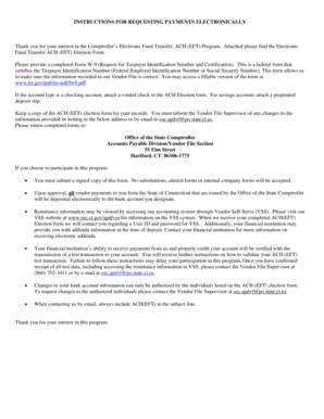 Connecticut ACH EFT Election Form
