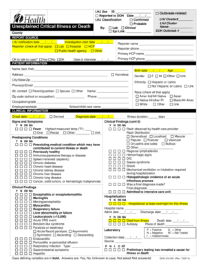 Washington State Outbreak Report Form