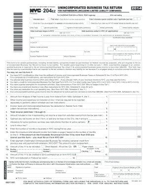 New York City Unincorporated Business Tax Return