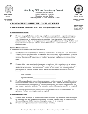 New Jersey Change of Business Structure Form