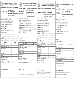 Uttarakhand Ayurved University Entrance Exam Fee Payment Challan