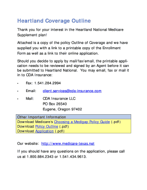 Heartland Medicare Supplement Enrollment Form