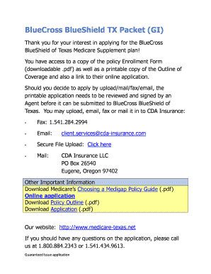 BlueCross BlueShield Texas Medicare Supplement Application