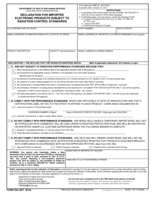 FDA Form 2877 Declaration for Imported Electronic Products
