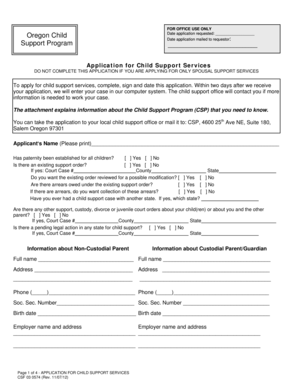 Oregon Child Support Application