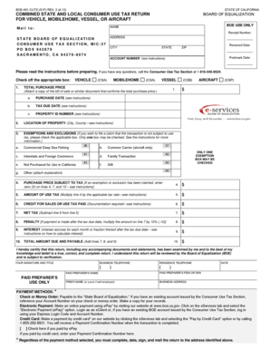 California Combined State and Local Consumer Use Tax Return