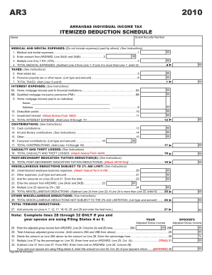 Arkansas Itemized Deduction Schedule