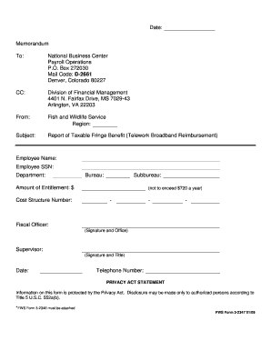 Report of Taxable Fringe Benefit