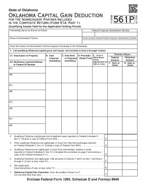 Oklahoma Capital Gain Deduction Form 561P
