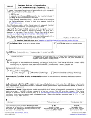 California LLC Restated Articles of Organization