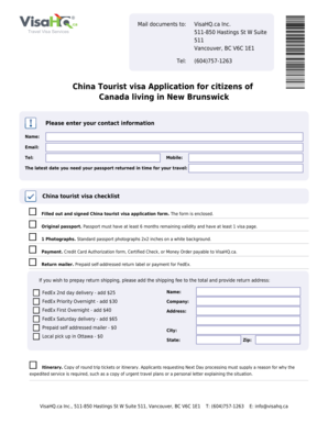 China Tourist Visa Application