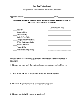 Receptionist General Office Assistant Application