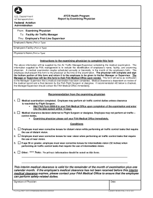 FAA Form 3900-7 Medical Clearance