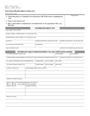 California Real Estate Complaint Form
