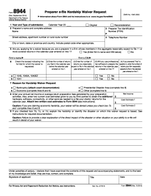 IRS Form 8944 Preparer e-file Hardship Waiver Request