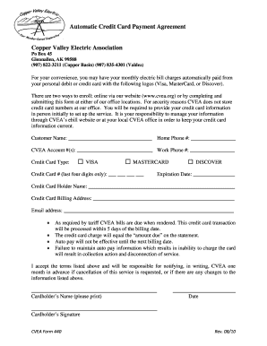 Automatic Credit Card Payment Agreement