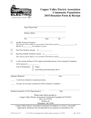 Copper Valley Electric Association Donation Form