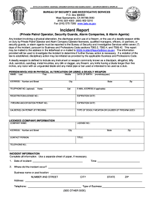 California Incident Report for Security Services