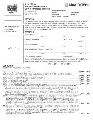 Ohio Concealed Handgun License Application